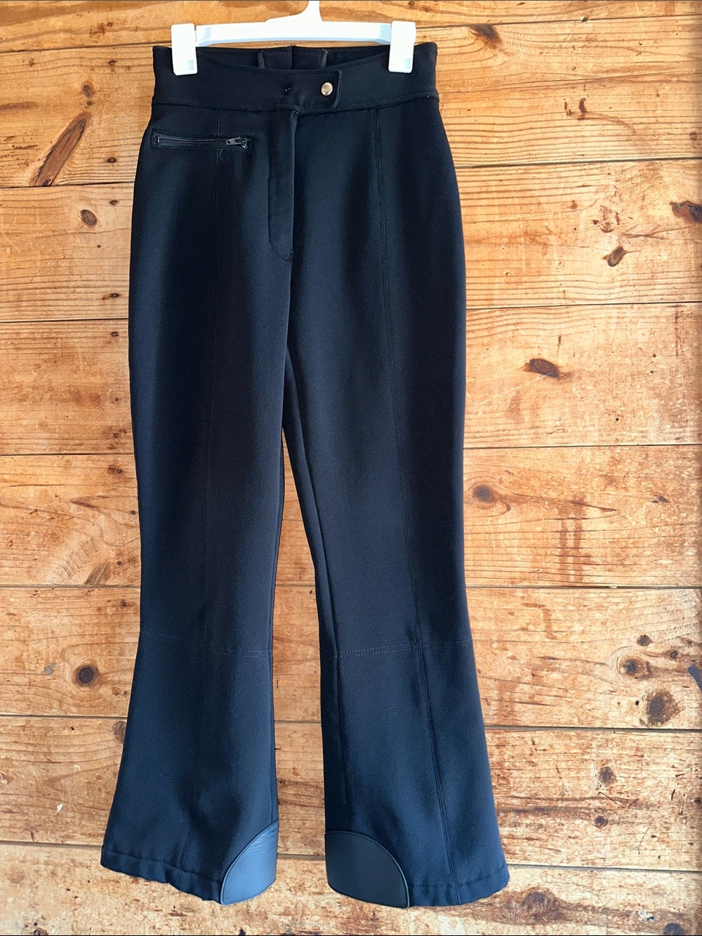 Sportscaster Ski Black Flared Ponte Pants with Front Zip Pocket
